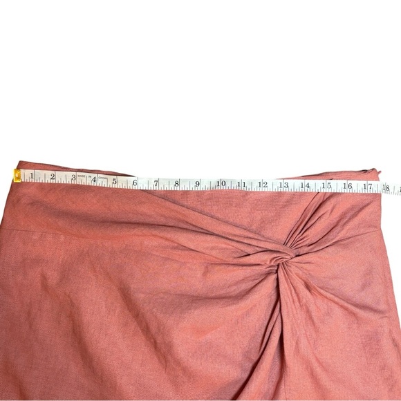 Abercrombie & Fitch Knotted Linen Coral Pink Mini Skirt Sz Large - Picture 8 of 11